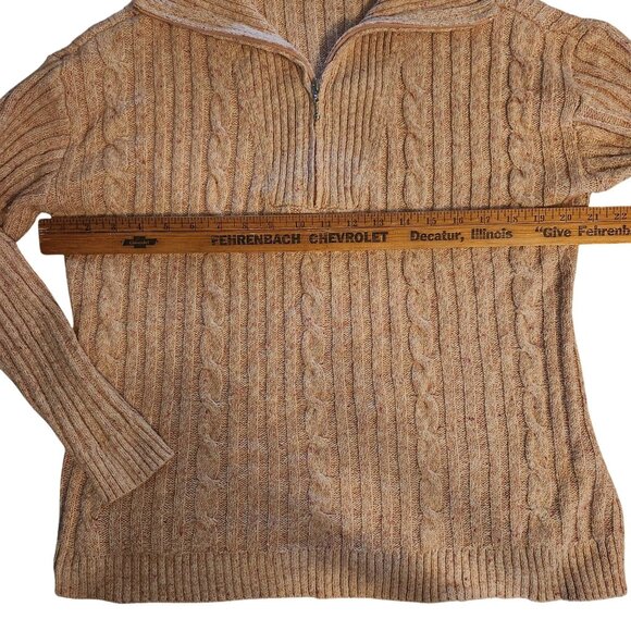 Christopher & Banks Medium Cable Knit Half-Zip Sweater Pink Marled Pullover - Picture 6 of 9